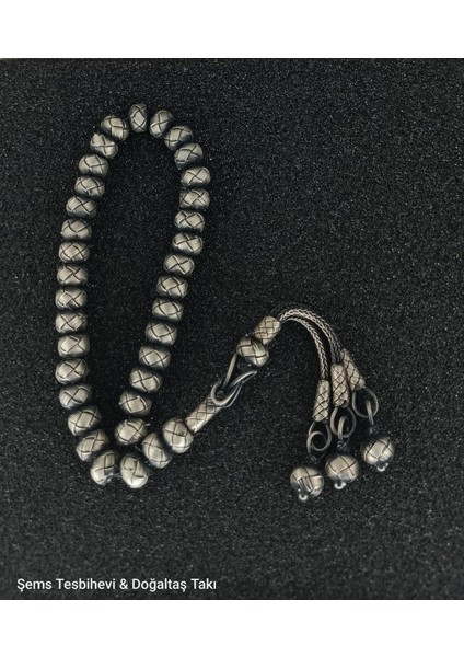 Oksitli 1000 Ayar Gümüş Kazaz Tesbih El Işçiliği Model Erkek Tesbih