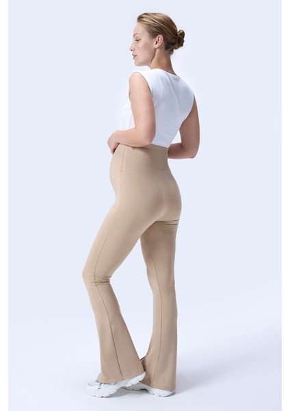Imaj 716 Bej Renk Toparlayıcı ve Extra Esnek Etkili Yüksek Bel Ispanyol Paça Hamile Tayt modelleri