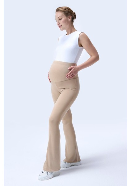 Imaj 716 Bej Renk Toparlayıcı ve Extra Esnek Etkili Yüksek Bel Ispanyol Paça Hamile Tayt fırsatları