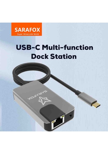 Sarafox Usb-C Çoklu Dönüştürücü Hub – 100W Pd Hızlı Şarj, Gigabit Ethernet Lan, USB 3.0 5gbps, Type-C Multi Dock Adaptör fiyatları