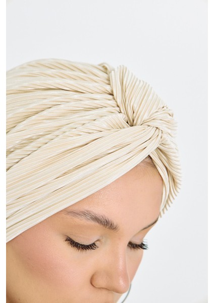 Bej Çapraz Büzgülü Tesettür Bone Fukuro Piliseli 2512_12 fırsatları