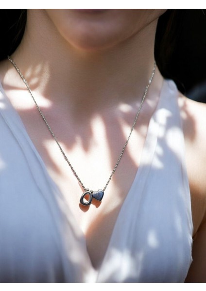 Ö Harfi 316L Paslanmaz Çelik Zincir Gümüş Kaplama Kolye Hediye Kalp Sevgili Eş