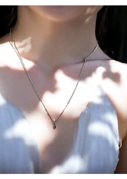 I Harfi 316L Paslanmaz Çelik Zincir Gümüş Kaplama Kolye Hediye Kalp Sevgili Eş