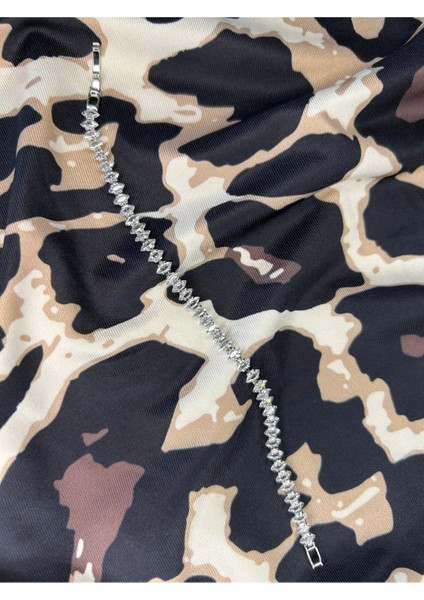 Sivri Zirkontaşlı Su Yolu Çelik Bileklik Silver