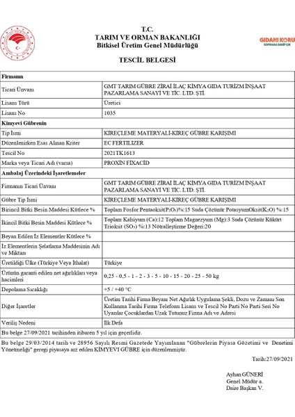 Proxın Fıxacıd 25 kg – Granül Asit Gübre | Toprak Ph Dengeleyici, Kireçleme Materyali, P-K-Ca-Mg-So₃-Fe Içerikli fırsatları