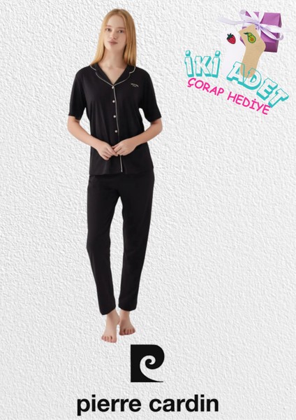 Kadın Pamuklu & Modal Kutulu Kısa Kollu Pijama Takımı L1.PC.7715.001