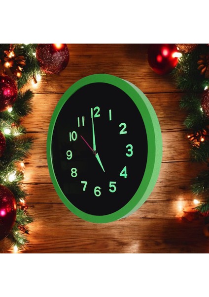 Fosforlu Kabartma Rakam Yeşil Siyah Salon Duvar Saati Çap 30 cm fiyatları
