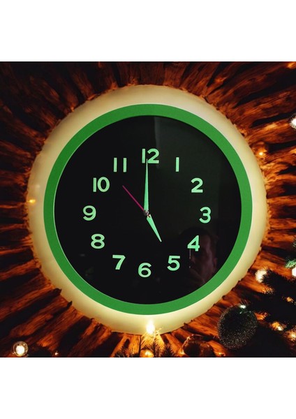 Fosforlu Kabartma Rakam Yeşil Siyah Salon Duvar Saati Çap 30 cm fırsatları