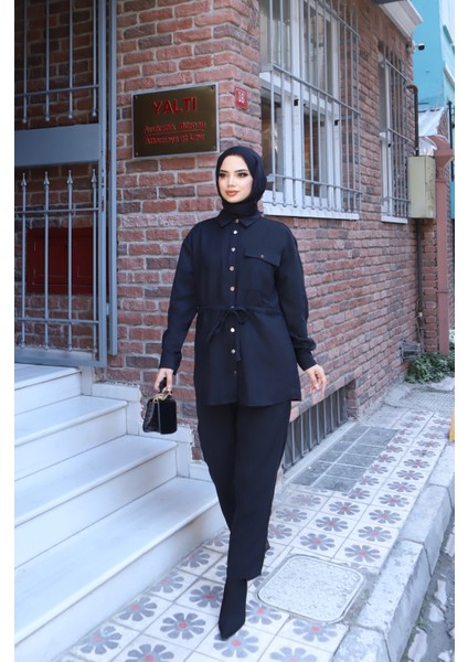 Bağcıklı Süet Pantolonlu Takım