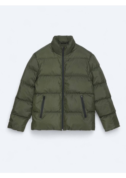 Haki Regular Fit Dik Yaka Casual Dokuma Mont