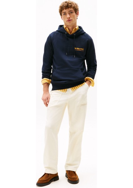 Kapüşon Yaka Mavi Erkek Sweatshırt MW0MW40065DW5_HILFIGER Herald Graph