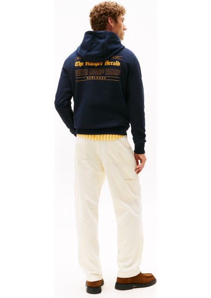 Kapüşon Yaka Mavi Erkek Sweatshırt MW0MW40065DW5_HILFIGER Herald Graph fırsatları