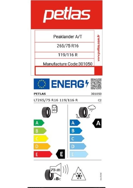 265/75 R16 Tl 119/116R Peaklander A/t Oto 4 Mevsim Lastiği(Üretim Yılı: 2025) fiyatları