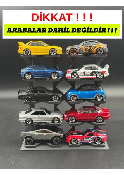 1/64 Ölçek Araç Sergileme Standı (10 Araçlık) - Siyah - Araçlar Dahil Değildir!