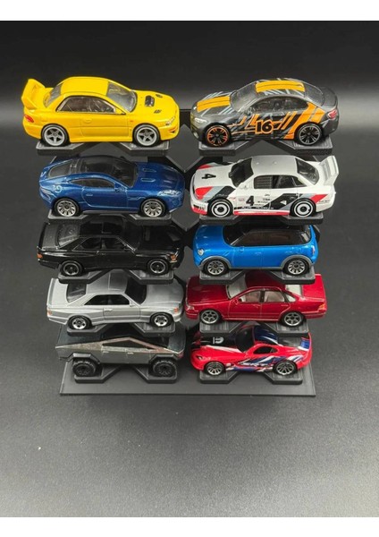 1/64 Ölçek Araç Sergileme Standı (10 Araçlık) - Siyah - Araçlar Dahil Değildir!