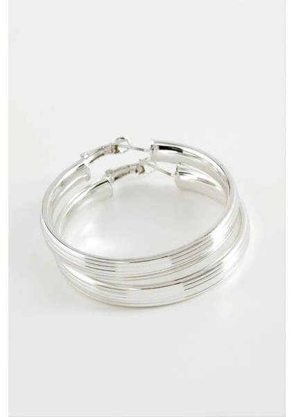 Çizgili Halka Küpe 4,5 cm