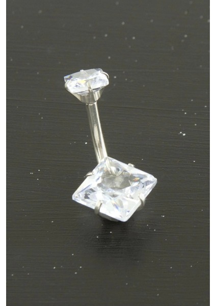 Kare Zirkon Taşlı Çelik Piercing 1 Adet