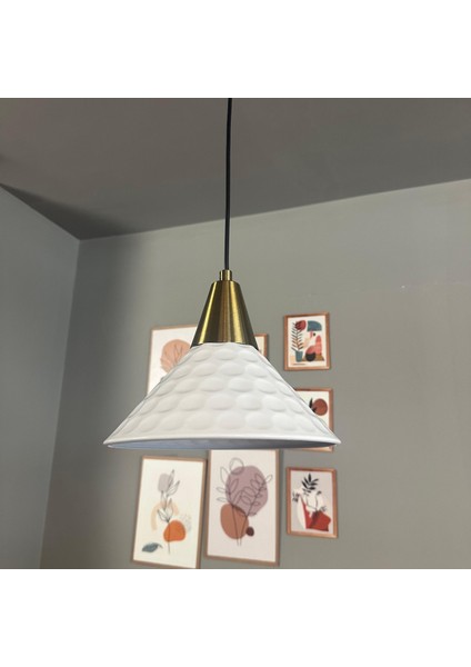 Rumy Beyaz Tekli Avize Eskitme Huni Başlık Sarkıt Ofis Showroom Salon Mutfak Avizeleri