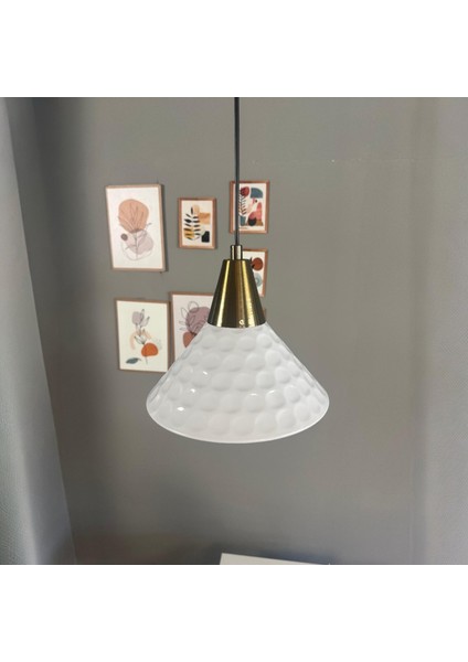 Rumy Beyaz Tekli Avize Eskitme Huni Başlık Sarkıt Ofis Showroom Salon Mutfak Avizeleri modelleri