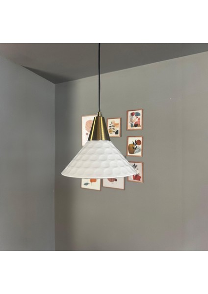 Rumy Beyaz Tekli Avize Eskitme Huni Başlık Sarkıt Ofis Showroom Salon Mutfak Avizeleri indirimleri