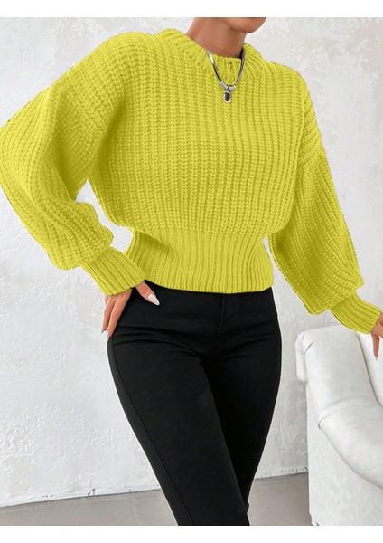 Kadın Kalın Örgü Balon Kol Triko Kazak modelleri