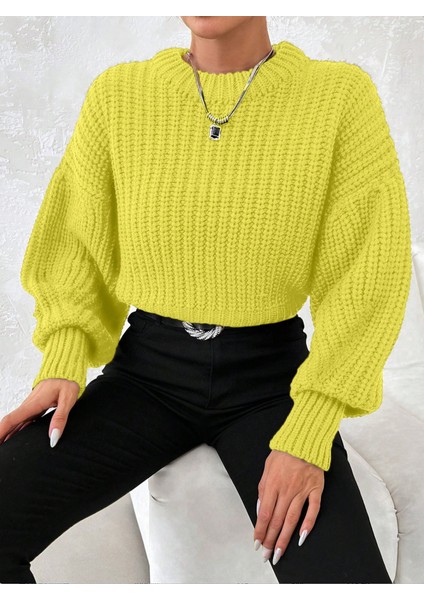 Kadın Kalın Örgü Balon Kol Triko Kazak indirimleri