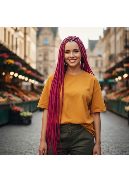 Afrika Örgüsü ve Rasta Için Sentetik Saç / Koyu Fuşya