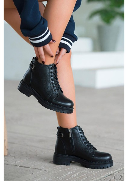 Drop Fermuarlı Kadın Hakiki Deri Bot Ksiyah fiyatları
