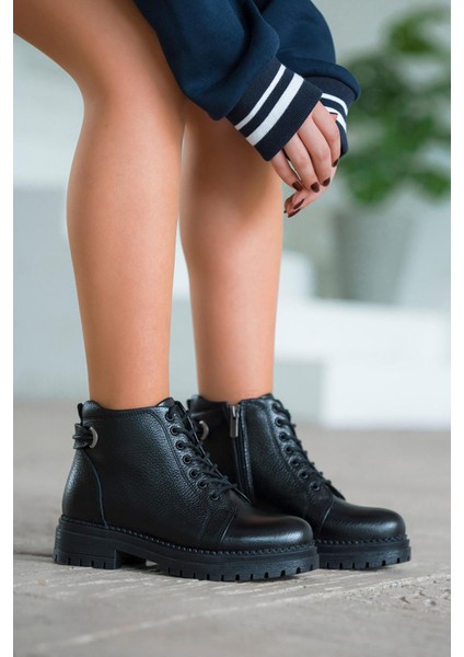 Drop Fermuarlı Kadın Hakiki Deri Bot Ksiyah modelleri