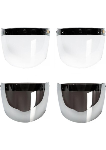 Açık Retro 3 Snaps Visor Rüzgar Lens+Gümüş 20 cm (Yurt Dışından)