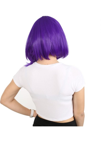 Küt Kahküllü Fiber Sentetik Peruk / Mor fırsatları