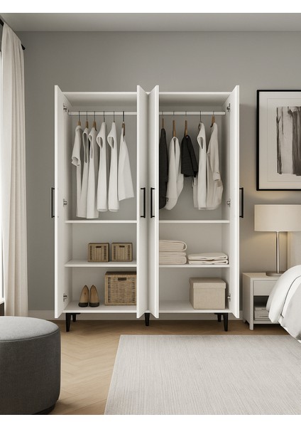 Nuna 4 Kapaklı Gardırop – 180X120 cm Genç ve Yatak Odası Dolabı modelleri
