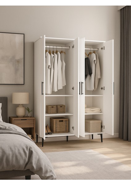 Nuna 4 Kapaklı Gardırop – 180X120 cm Genç ve Yatak Odası Dolabı fırsatları