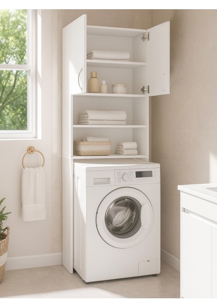 Banos Çok Amaçlı Banyo Dolabı Çamaşır Makinesi Dolabı Beyaz fiyatları