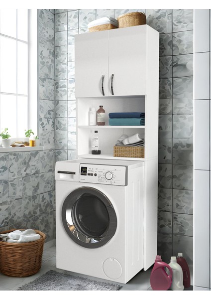 Banos Çok Amaçlı Banyo Dolabı Çamaşır Makinesi Dolabı Beyaz modelleri