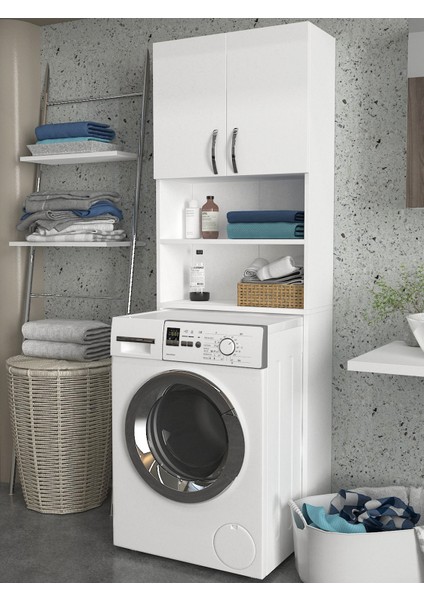 Banos Çok Amaçlı Banyo Dolabı Çamaşır Makinesi Dolabı Beyaz fırsatları