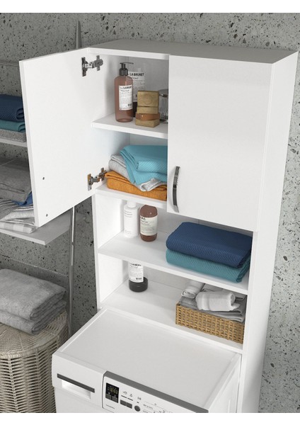 Banos Çok Amaçlı Banyo Dolabı Çamaşır Makinesi Dolabı Beyaz indirimleri