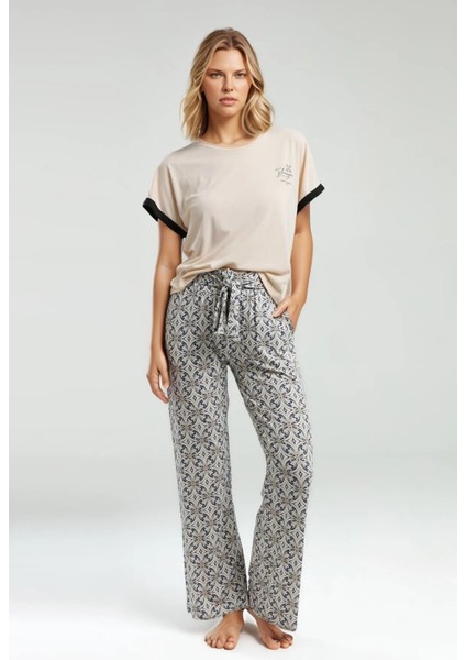Kadın Modal Pamuk Kısa Kollu Tişört & Cepli Pantolon Pijama Takımı fiyatları