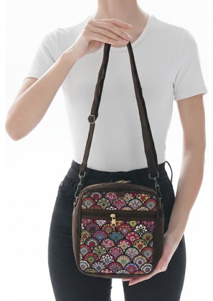 Iran Işi El Yapımı Etnik Desenli Süet Kahve Bohem Askılı Omuz Çantası fiyatları