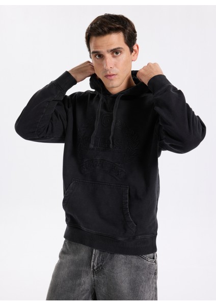 Kapüşon Yaka Siyah Erkek Sweatshırt M5BQ21KCNY4-JTMU Tyler Erkek Sweats