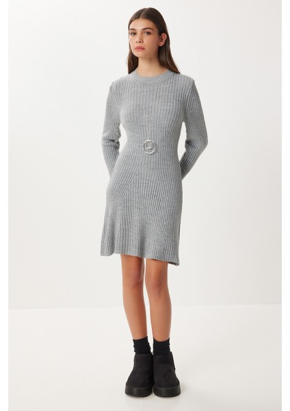 Fitilli Triko Kısa Çan Elbise LCI0055 Gri fiyatları