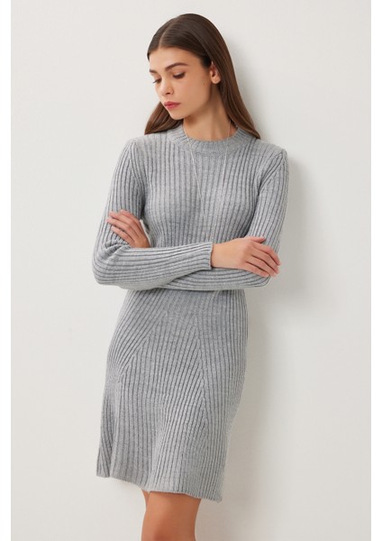 Fitilli Triko Kısa Çan Elbise LCI0055 Gri modelleri