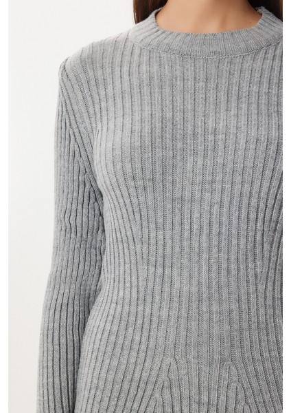 Fitilli Triko Kısa Çan Elbise LCI0055 Gri fırsatları