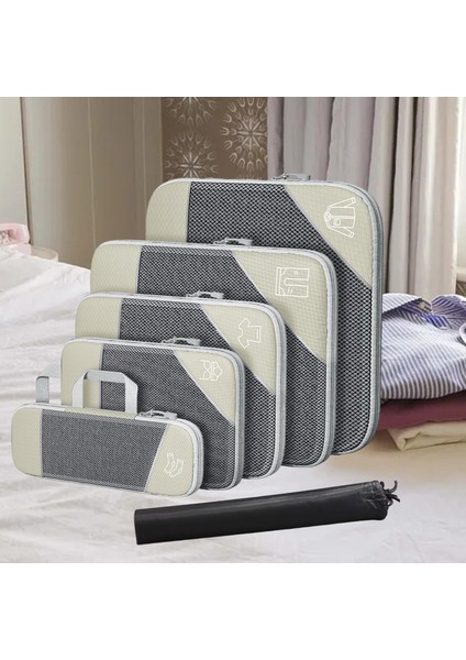 Sıkıştırma Ambalaj Küpleri Kadın Erkek Kablo Düzenleyici Bej Beyaz Için Bagaj Organizatörleri (Yurt Dışından) modelleri