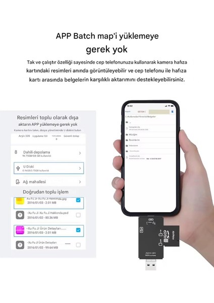 iphone 15 / 16 / 17 Serilerine Uyumlu Sd Kart Hafıza Kart Okuyucu Type-C USB Flash Bellek Okuyucu (Videolu Ürün)