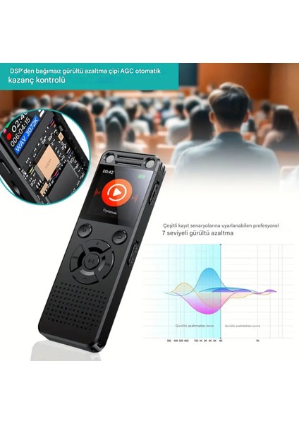 Hs-32 Metal Ses Kayıt Cihazı 96GB (32+64GB) – Çift Hoparlör, Kristal Mikrofon, 75 Saat Pil, Gürültü Azaltma, Type-C Şarj, Profesyonel Diktafon modelleri