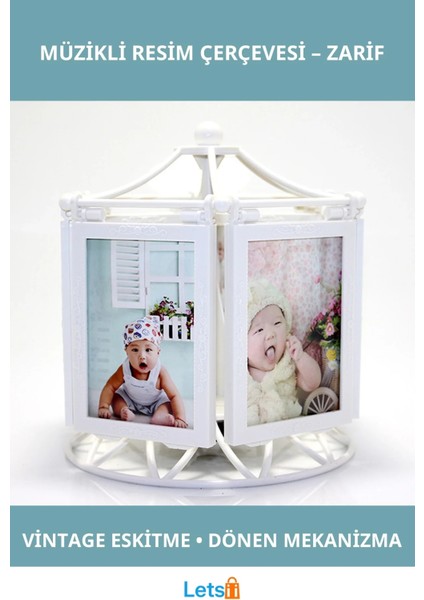 Dönen Müzikli Resim Çerçevesi Nostaljik Tasarım