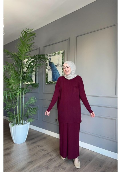 3402 Tek Cepli Fitilli Etekli Triko Takım