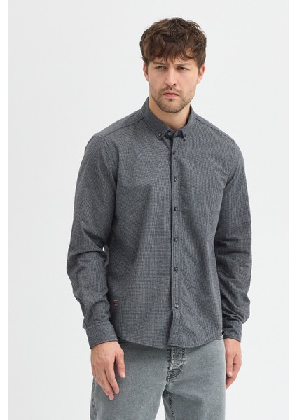 Erkek Pitikare Melanj Desenli Regular Fit Uzun Kollu Gömlek modelleri