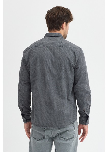 Erkek Pitikare Melanj Desenli Regular Fit Uzun Kollu Gömlek